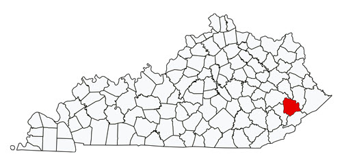 Kentucky map with Knott County highlighted