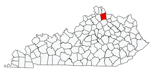 Kentucky map with Pendleton County highlighted